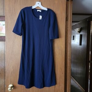 Navy Blue Short Sleeve Dress Tshirt Dress Large